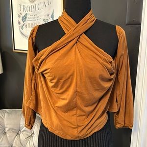 Women’s brown crop halter top medium NWOT